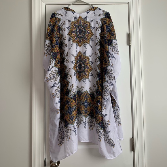 Women's Print Kimono Cardigan Casual Swimsuit Cover Up Loose Beach Boho Top - Picture 3 of 3